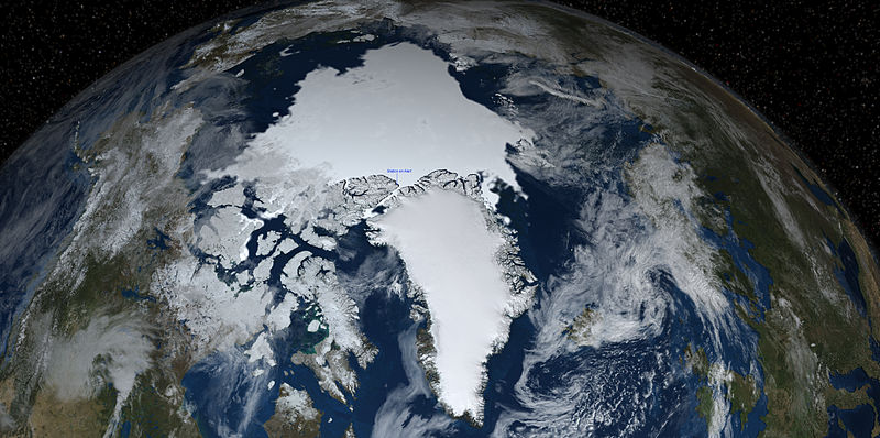 Satellite image of the Arctic. (NASA)