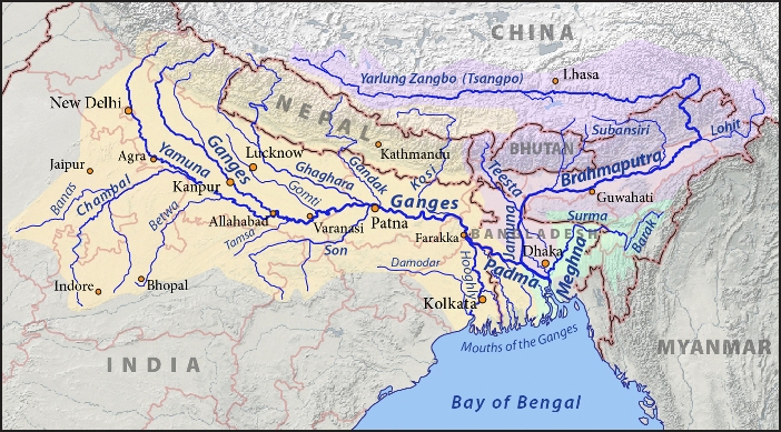 Ganges-Brahmaputra-Meghna_basins Pfly CC BY-SA 2.0 via Wikipedia
