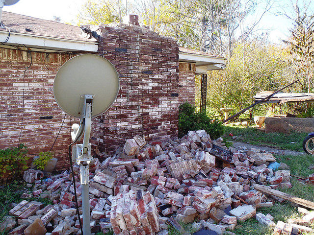 USGS via flickr CC BY 2.0 this earthquake was induced by injection into deep disposal wells in the Wilzetta North field. Photo credit Brian Sherrod, USGS central Oklahoma 2011