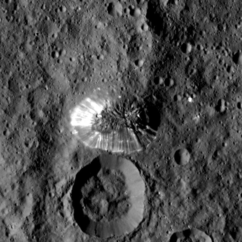 Ahuna Mons Lone_conical_mountain_on_Ceres_from_HAMO NASA's Dawn spacecraft spotted this tall, conical mountain on Ceres from a distance of 915 miles