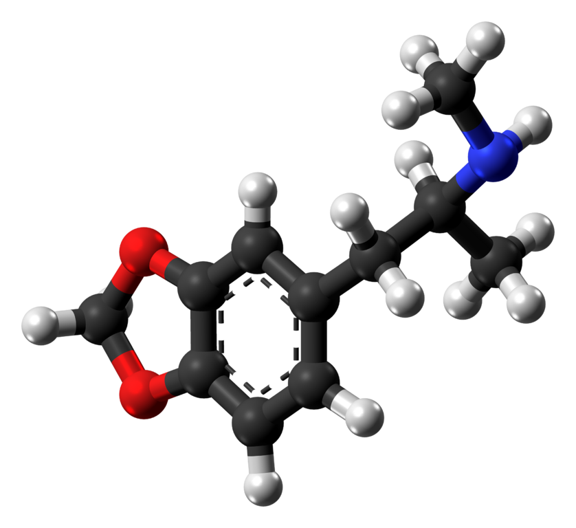 MDMA_molecule_from_xtal_ball By Jynto CC0, via Wikimedia Commons