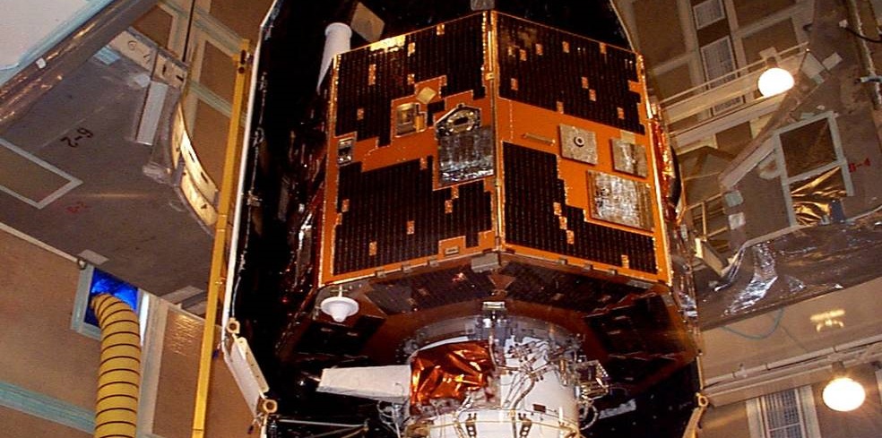 The IMAGE spacecraft undergoing launch preparations in early 2000. NASA