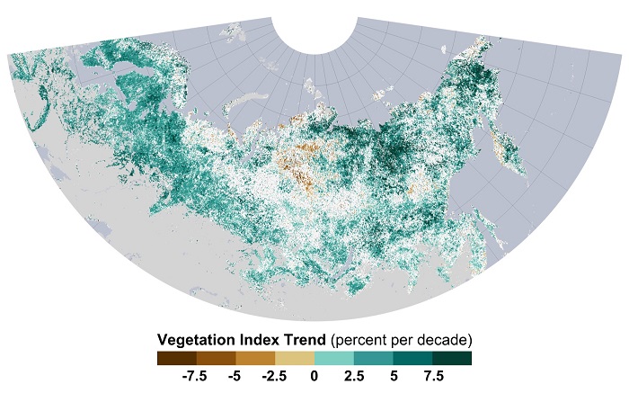 Over the past three decades, temperatures have risen faster in the Arctic than anywhere else in the world. Consequently, the growing season has gotten longer in the far northern latitudes, bringing major changes to plant communities in tundra and boreal (also known as taiga) ecosystems. (NASA)