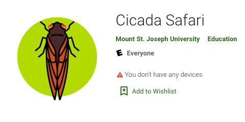 Cicada image with link to Android version of Cicada Safari mobile app