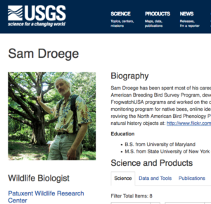 Sam Droege profile page