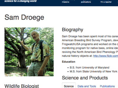 Sam Droege profile page