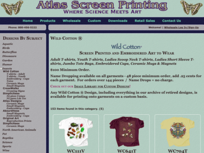 Screenshot of webstore that sells insect-themed apparel