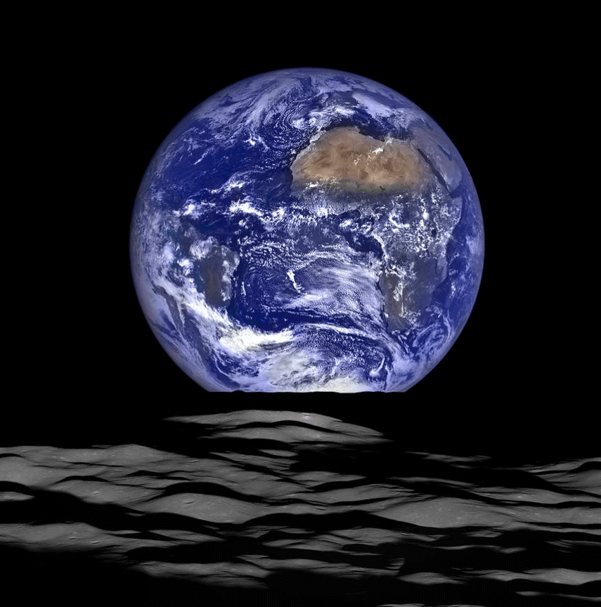Earth rising over moon