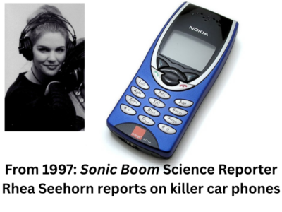 Image with photo of 1997 Nokia mobile phone and actor Rhea Seehorn