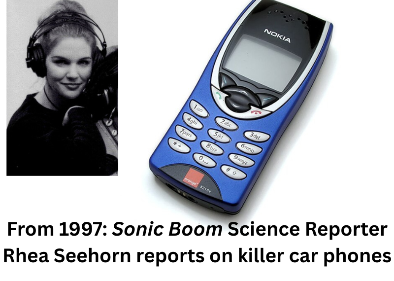 Image with photo of 1997 Nokia mobile phone and actor Rhea Seehorn