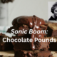 Photo of chocolate fudge with headline Sonic Boom: Chocolate Pounds with inset photo of science reporter Rhea Seehorn
